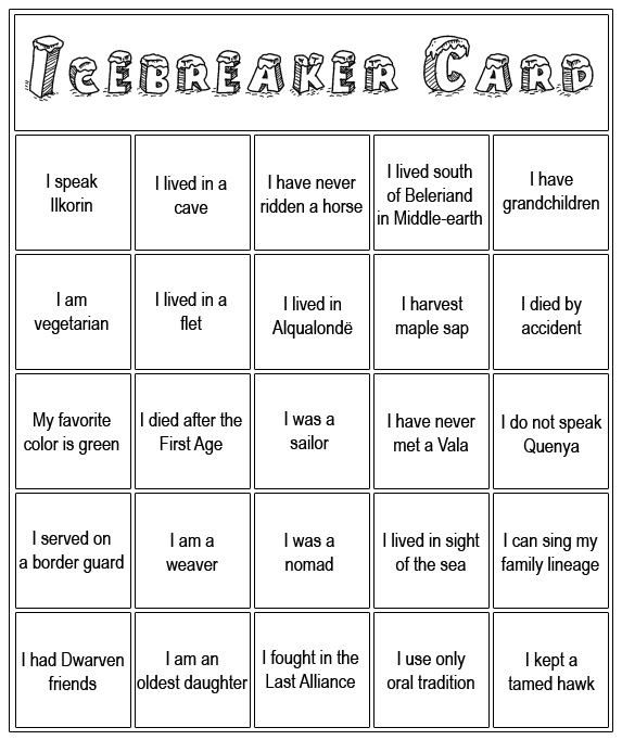 Icebreaker Bingo Card blank